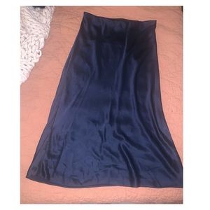 Navy silk skirt